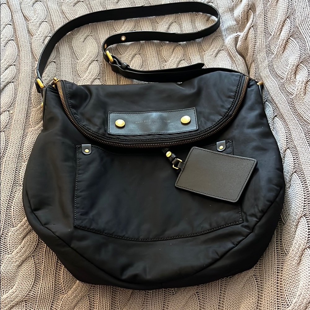 Marc By Marc Jacobs Black Shoulder Bag with Adjustable Strap and Flap Closure